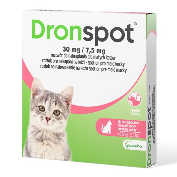 Dronspot 30 mg/7,5 mg pro malé kočky spot-on 2x0,35 ml