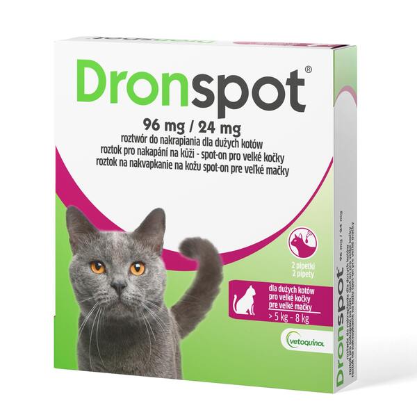 Dronspot 96 mg/24 mg spot-on pro velké kočky 2 pipety
