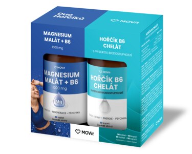 MOVit Duo hořčíků Malát+B6 & Chelát 90 kapslí + 90 tablet MOVit Duo hořčíků Malát+B6 & Chelát 90 kapslí + 90 tablet