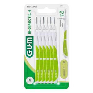 Gum Bi- Direction mezizubní kartáček 0,8 mm zelená s ohebným kloubem 6 ks