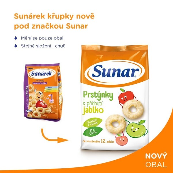 Sunar Dětský snack jablkové prstýnky 50 g