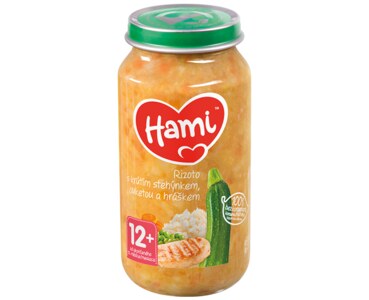 Hami příkrm Rizoto s krůtím masem, cuketou a hráškem 250 g Hami příkrm Rizoto s krůtím masem, cuketou a hráškem 250 g