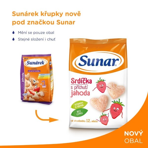 Sunar Dětský snack jahodová srdíčka 50 g