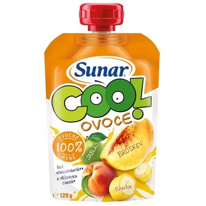 Sunar Cool ovocná kapsička broskev, banán, jablko 12m+, 120 g Sunar Cool ovocná kapsička broskev, banán, jablko 12m+, 120 g