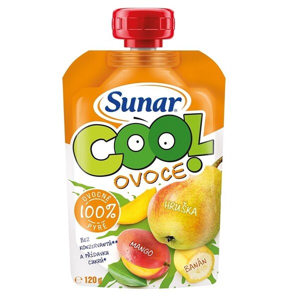 Sunar Cool ovocná kapsička hruška, banán, mango 12m+, 120 g Sunar Cool ovocná kapsička hruška, banán, mango 12m+, 120 g