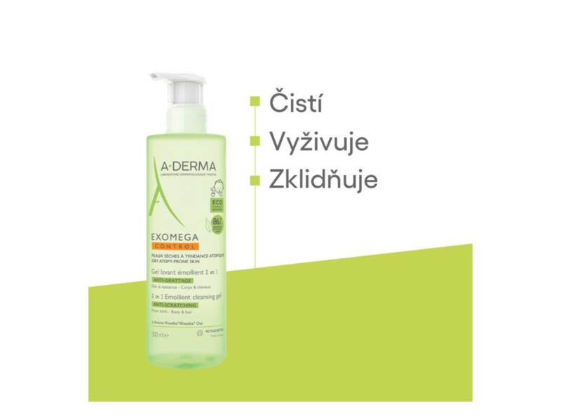 A-Derma Exomega Control Zvláčňující mycí gel 2v1 500 ml A-Derma Exomega Control Zvláčňující mycí gel 2v1 500 ml
