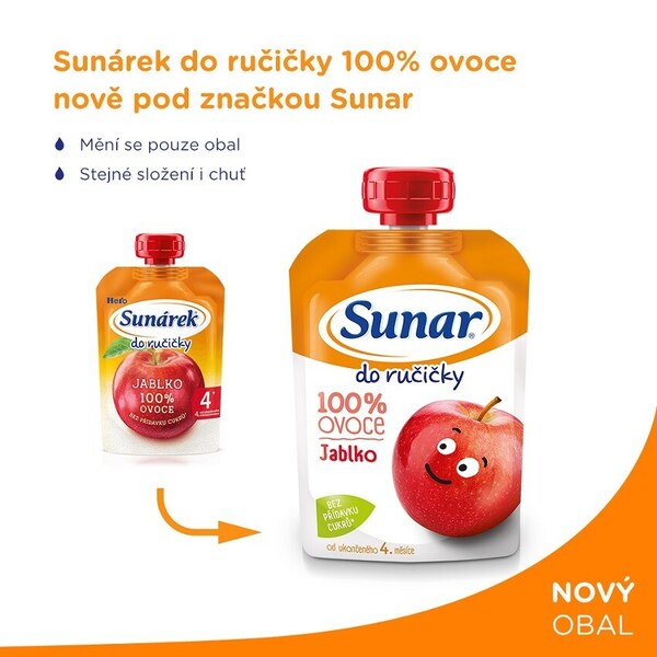 Sunar Do ručičky ovocná kapsička jablko 4m+, 100 g