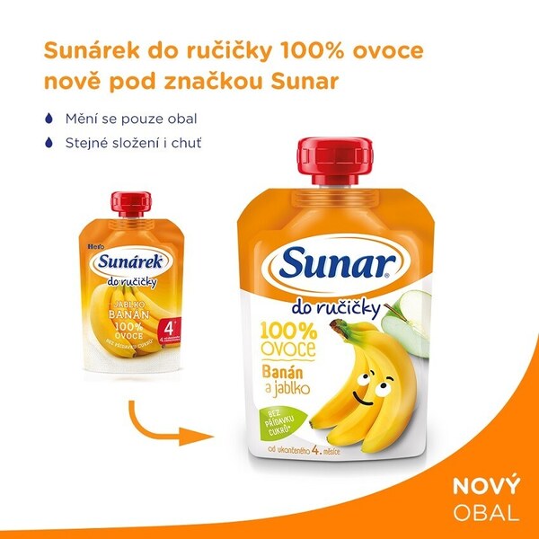 Sunar Do ručičky ovocná kapsička banán 4m+, 100 g