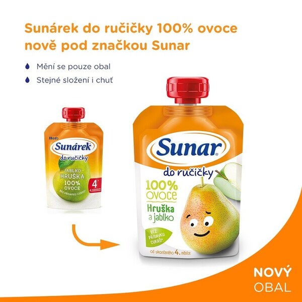 Sunar Do ručičky ovocná kapsička hruška 4m+, 100 g