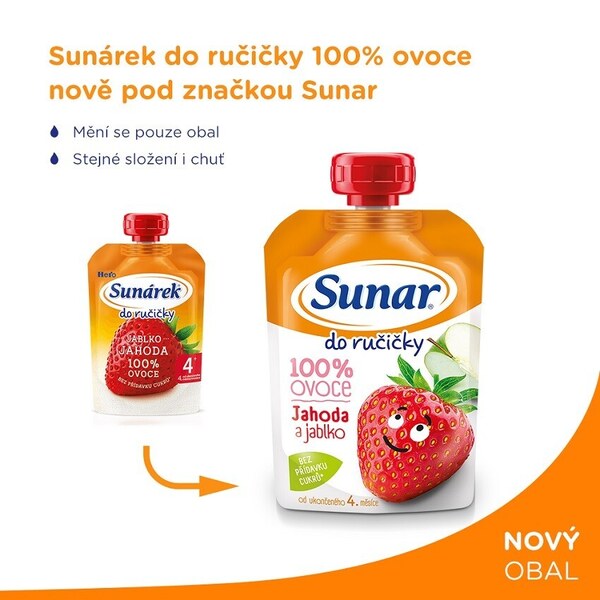 Sunar Do ručičky ovocná kapsička jahoda 4m+, 100 g