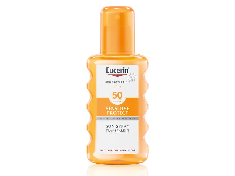 Eucerin Sun Sensitive Protect SPF50+ transparentní sprej na opalování 200 ml Eucerin Sun Sensitive Protect SPF50+ transparentní sprej na opalování 200 ml