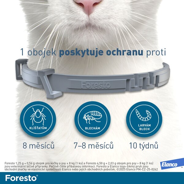 Foresto 1,25 g + 0,56 g obojek pro kočky a psy do 8 kg Foresto 1,25 g + 0,56 g obojek pro kočky a psy do 8 kg