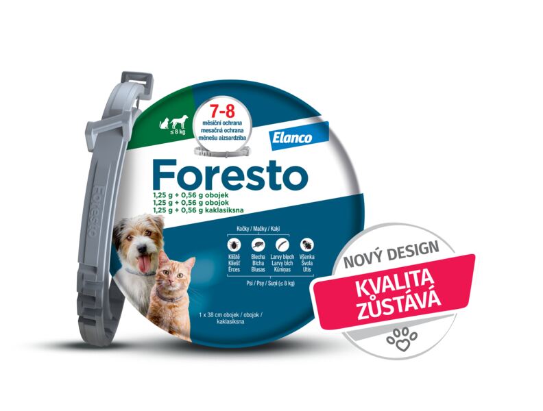 Foresto 1,25 g + 0,56 g obojek pro kočky a psy do 8 kg Foresto 1,25 g + 0,56 g obojek pro kočky a psy do 8 kg