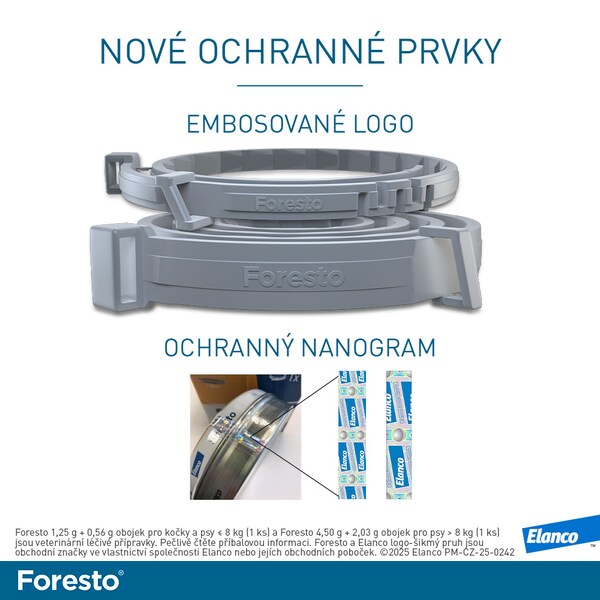 Foresto 1,25 g + 0,56 g obojek pro kočky a psy do 8 kg Foresto 1,25 g + 0,56 g obojek pro kočky a psy do 8 kg