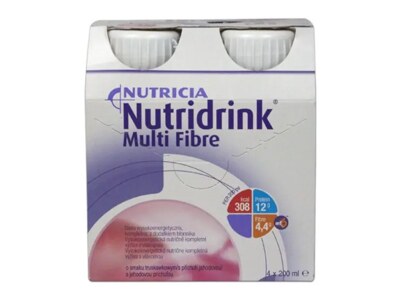 Nutridrink Multifibre nápoj s jahodovou příchutí 4x200 ml Nutridrink Multifibre nápoj s jahodovou příchutí 4x200 ml