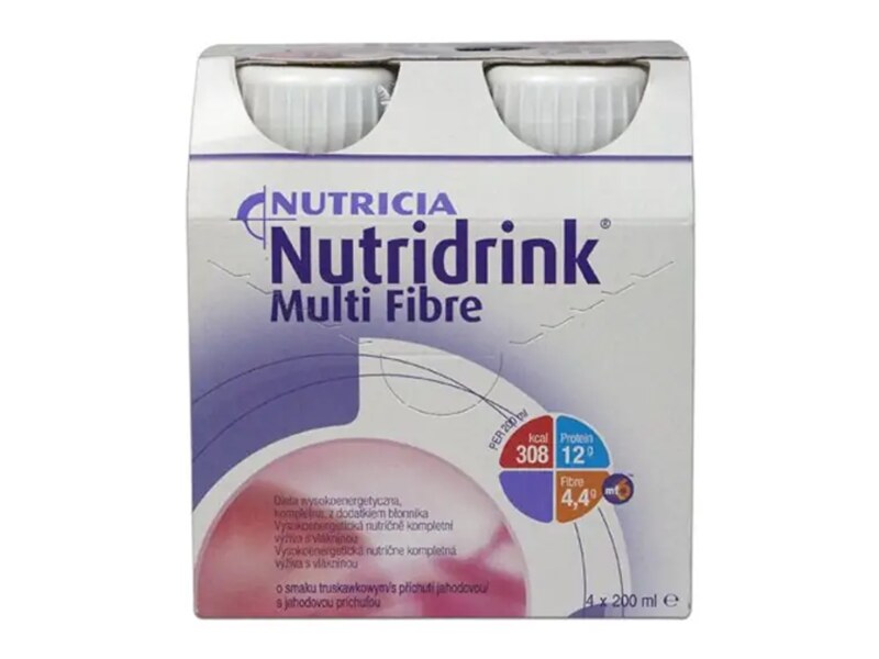 Nutridrink Multifibre nápoj s jahodovou příchutí 4x200 ml