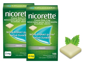 Nicorette® Classic Gum 2/4 mg léčivá žvýkací guma - Nicorette® Classic Gum 2/4 mg léčivá žvýkací guma Nicorette® Classic Gum 2/4 mg léčivá žvýkací guma
