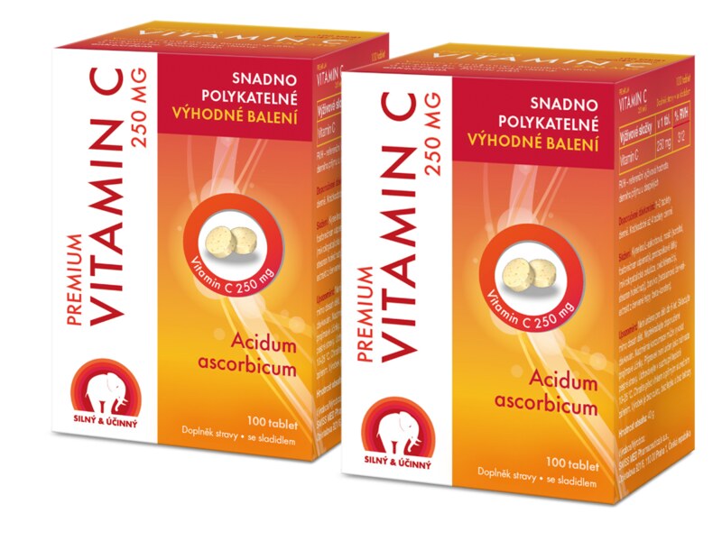 Premium Vitamin C 250 mg 100 tablet 1+1 ZDARMA