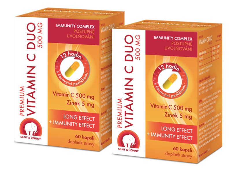 Premium Vitamin C Duo 500 mg 60 kapslí 1+1 ZDARMA Premium Vitamin C Duo 500 mg 60 kapslí 1+1 ZDARMA