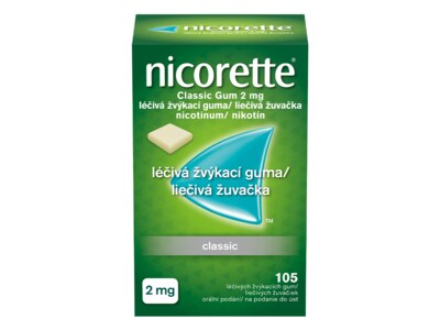 Nicorette Classic Gum 2 mg léčivá žvýkacích guma 105 žvýkaček