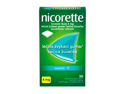 Nicorette Icemint Gum 4 mg léčivá žvýkací guma 30 žvýkaček Nicorette Icemint Gum 4 mg léčivá žvýkací guma 30 žvýkaček