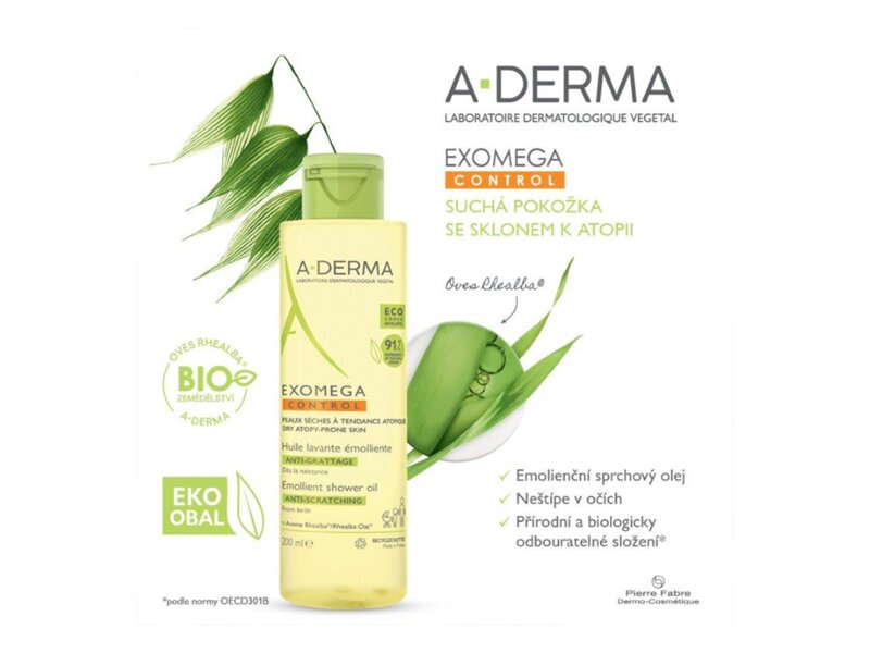 A-Derma Exomega Control Zvláčňující sprchový olej 200 ml 
