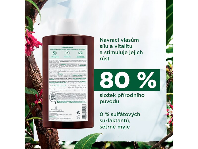Klorane Šampon při vypadávání vlasů s chininem a BIO protěží alpskou 400 ml Klorane Šampon při vypadávání vlasů s chininem a BIO protěží alpskou 400 ml