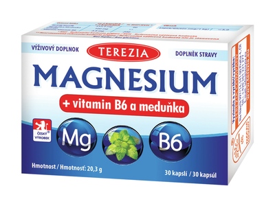 Terezia Magnesium + vitamin B6 a meduňka 30 kapslí Terezia Magnesium + vitamin B6 a meduňka 30 kapslí