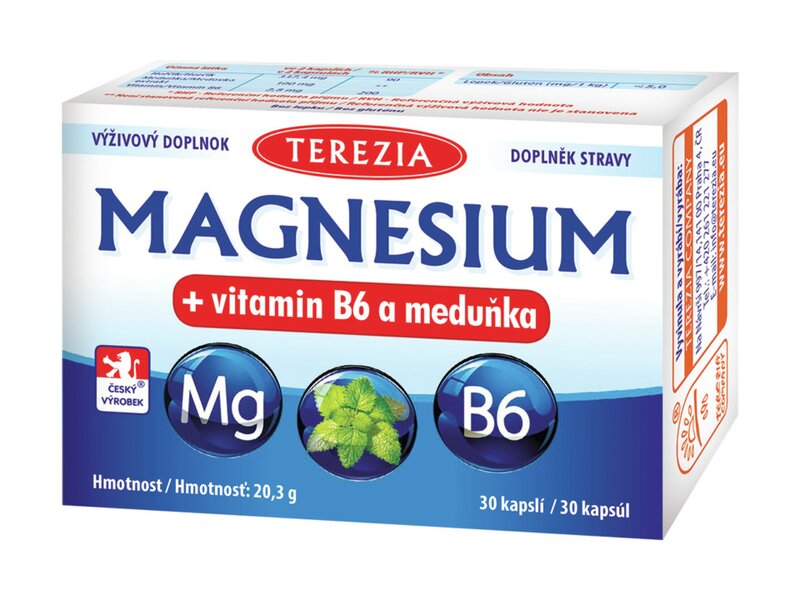 Terezia Magnesium + vitamin B6 a meduňka 30 kapslí