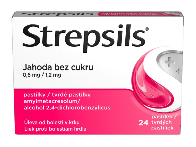 Strepsils Jahoda bez cukru 24 pastilek