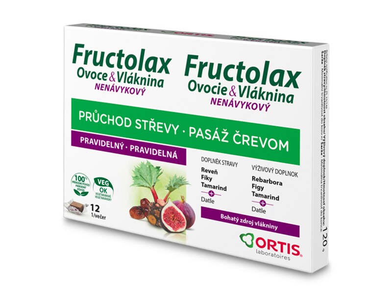 Fructolax Ovoce & Vláknina 12 žvýkacích kostek