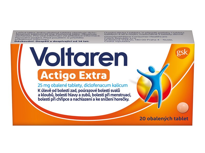 Voltaren Actigo Extra 25 mg tablety proti bolesti 20 tablet Voltaren Actigo Extra 25 mg tablety proti bolesti 20 tablet