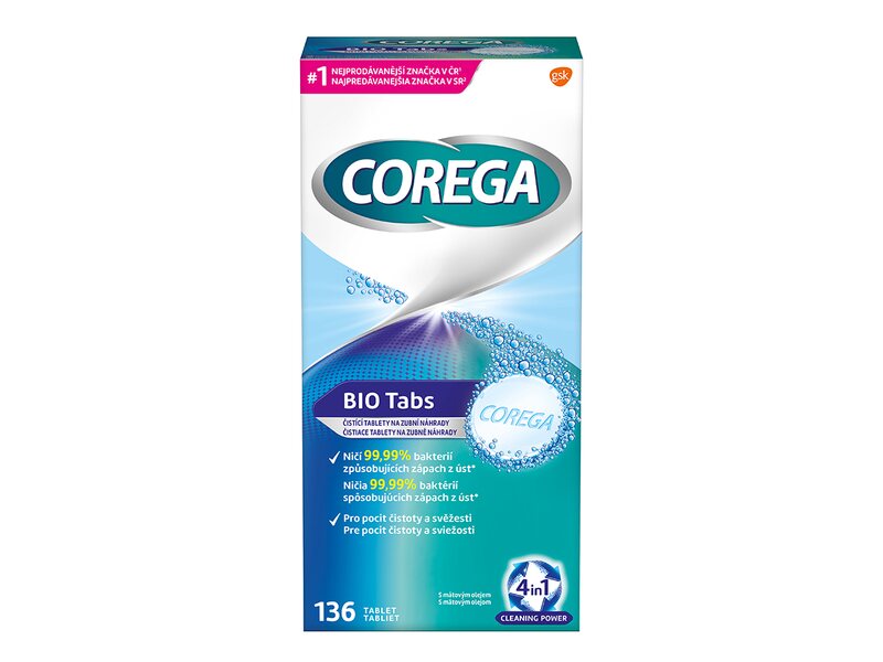 Corega BIO Tabs čisticí tablety 136 ks