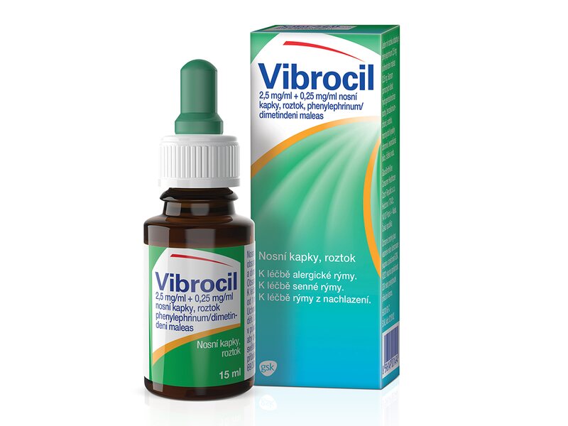 Vibrocil 2,5 mg/ml+0,25 mg/ml, nosní kapky při léčbě rýmy 15 ml Vibrocil 2,5 mg/ml+0,25 mg/ml, nosní kapky při léčbě rýmy 15 ml