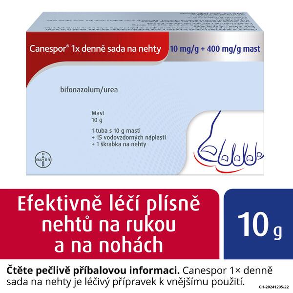 Canespor 1x denně sada na nehty - mast 10 g + 15 náplastí + 1 škrabka na nehty