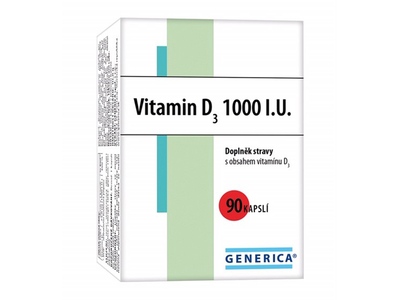 Vitamin D3 1000 I.U. Generica 90 kapslí Vitamin D3 1000 I.U. Generica 90 kapslí