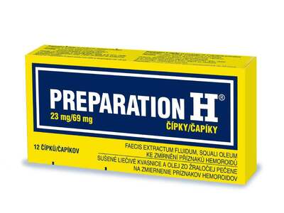 Preparation H 23 mg/69 mg, čípky pro léčbu hemoroidů 12 ks