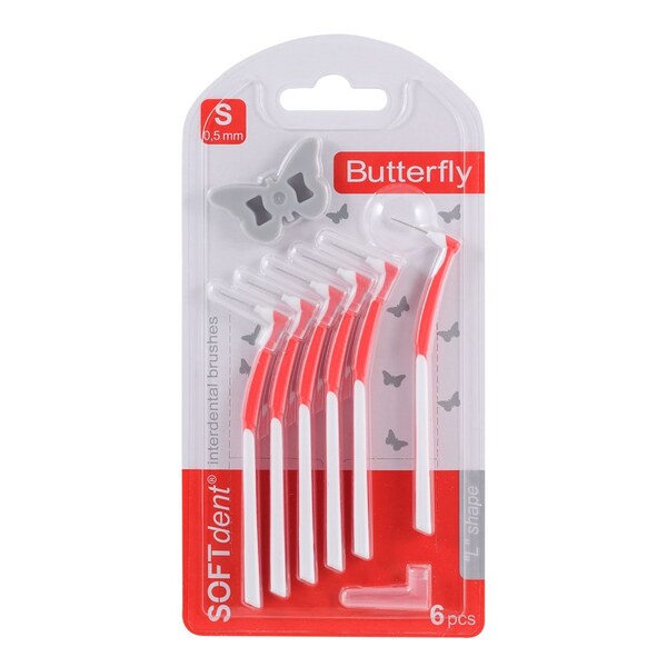Softdent Butterfly mezizubní kartáček zahnutý S 6 ks Softdent Butterfly mezizubní kartáček zahnutý S 6 ks