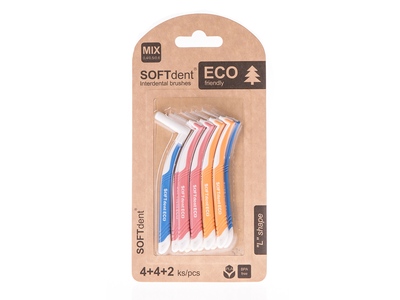 Softdent ECO mezizubní kartáček zahnutý mix 10 ks