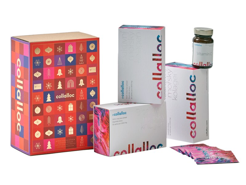 Collalloc 100% bioaktivní mořský kolagen 3,3 g 3x30 sáčků + Vitamín C vánoční balení