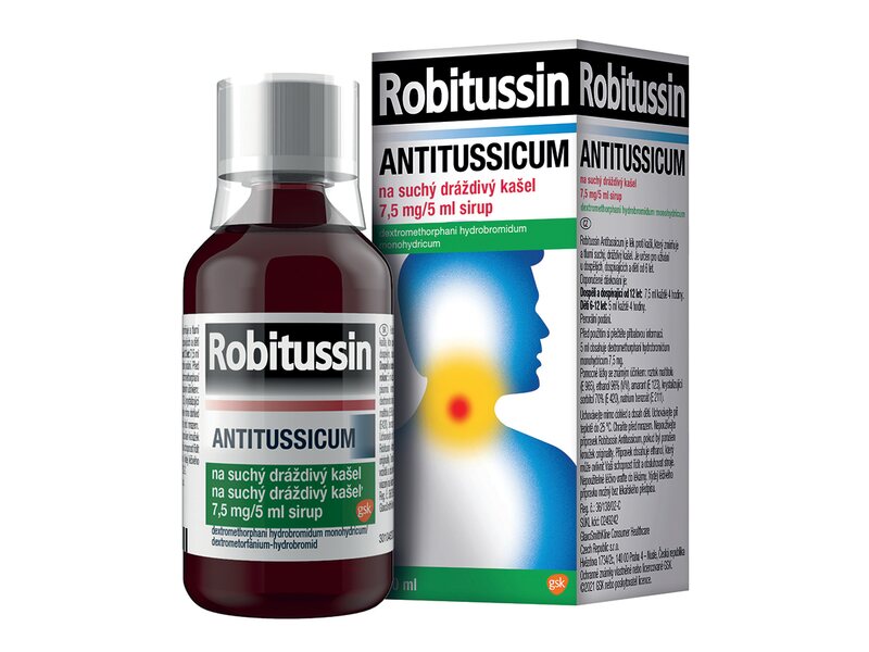 Robitussin Antitussicum 7,5 mg/5 ml, sirup na suchý kašel 100 ml