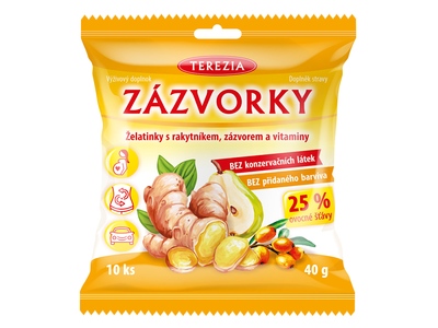 Terezia Zázvorky želatinky s rakytníkem, zázvorem a vitaminy 10 ks