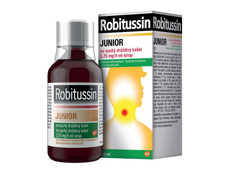Robitussin Junior 3,75 mg/5 ml, sirup pro děti na suchý kašel 100 ml
