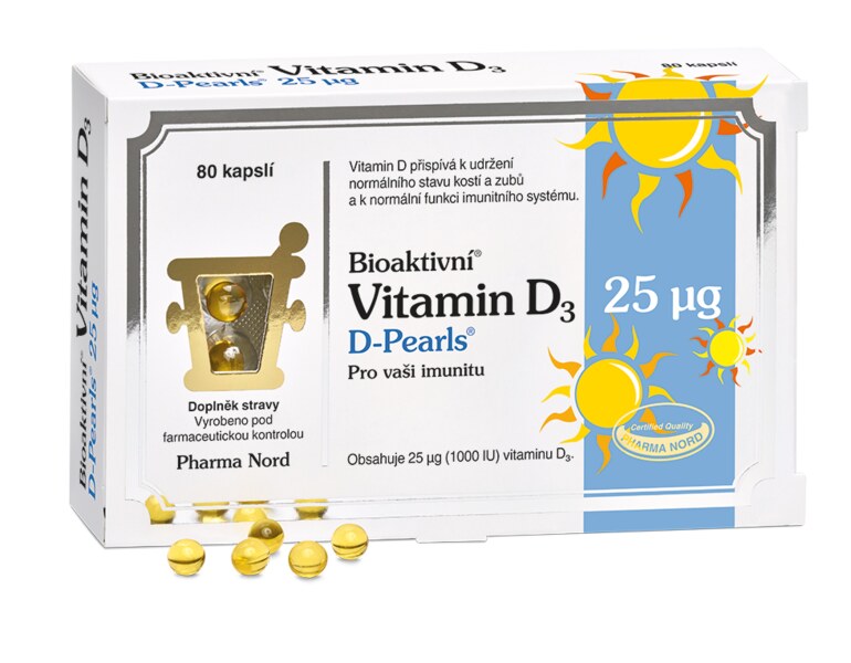 Pharma Nord Bioaktivní Vitamin D3 Pearls 25 μg (1000 IU) 80 kapslí