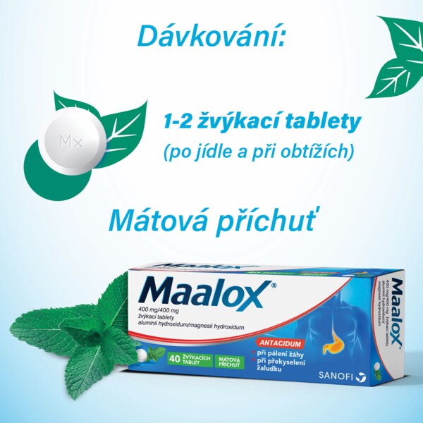 Maalox 40 žvýkacích tablet