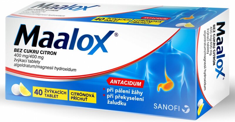 Maalox bez cukru citron 40 žvýkacích tablet