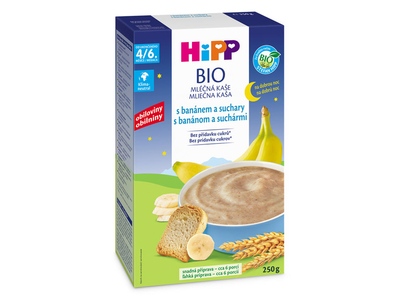 Hipp BIO Mléčná kaše na dobrou noc s banánem a suchary 4 m+ 250 g