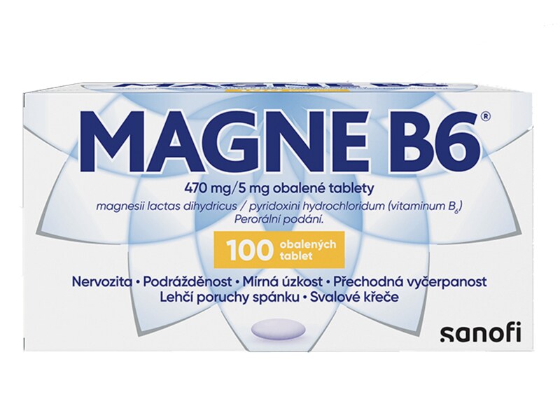 Magne B6 470 mg/5 mg 100 obalených tablet Magne B6 470 mg/5 mg 100 obalených tablet