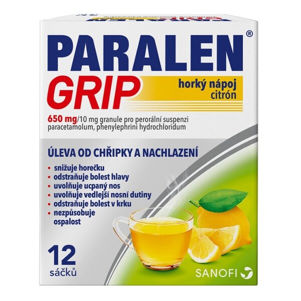 Paralen Grip Horký nápoj citrón 12 sáčků