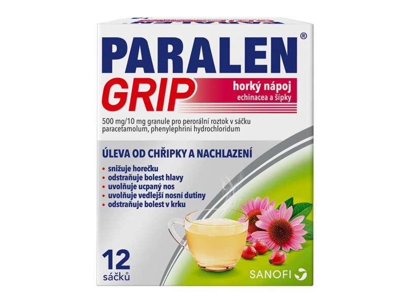 Paralen Grip Horký nápoj echinacea a šípky 12 sáčků